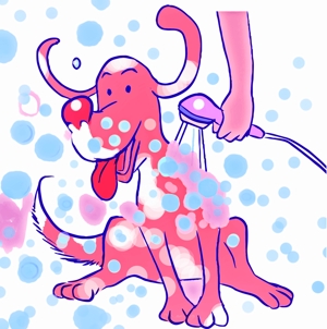 Cezaru (cesarkayanoki)さんのペット（犬）をシャンプーしているイラスト作成への提案