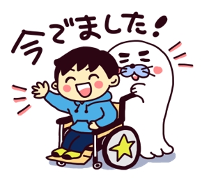 wazakana ()さんの車椅子の男の子とあざらしをキャラとしてラインスタンプを作成してほしいへの提案
