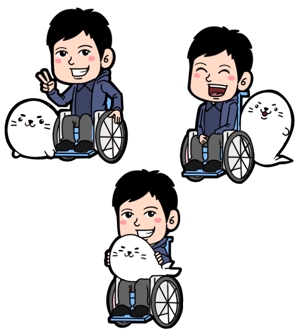 むらまつ (nuruko40)さんの車椅子の男の子とあざらしをキャラとしてラインスタンプを作成してほしいへの提案