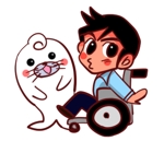 たこり (takori55)さんの車椅子の男の子とあざらしをキャラとしてラインスタンプを作成してほしいへの提案