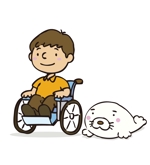 N.OKANO (n-okano)さんの車椅子の男の子とあざらしをキャラとしてラインスタンプを作成してほしいへの提案
