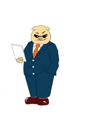 さんの「スーツを着たブタ」のイラスト制作への提案