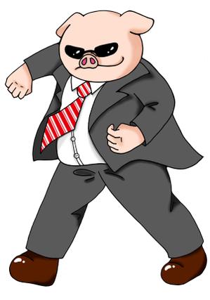 さんの「スーツを着たブタ」のイラスト制作への提案