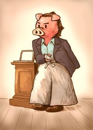 太田良 ()さんの「スーツを着たブタ」のイラスト制作への提案
