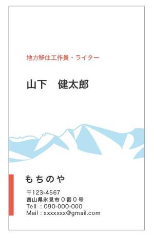 ricebag1990さんの地方で暮らすフリーランス・ライター「もちのや・山下健太郎」の名刺デザインへの提案