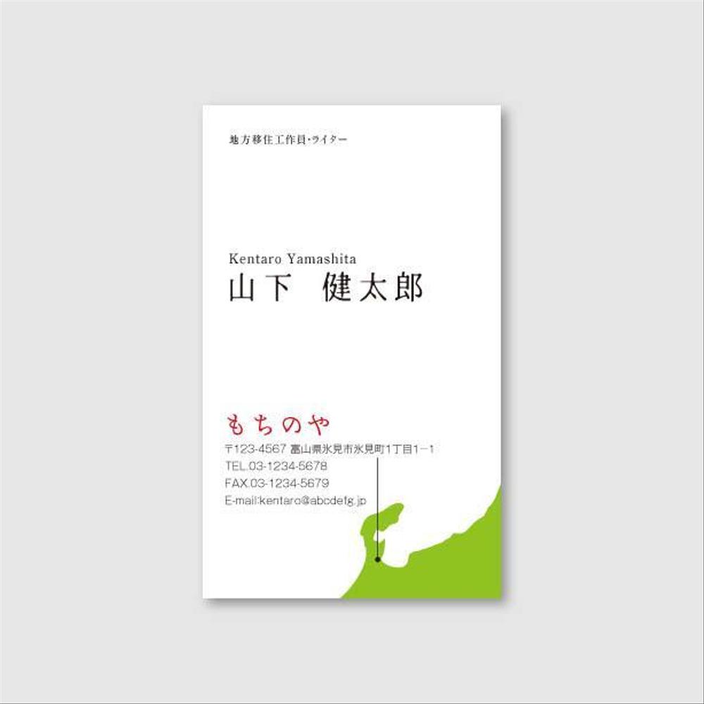 地方で暮らすフリーランス・ライター「もちのや・山下健太郎」の名刺デザイン