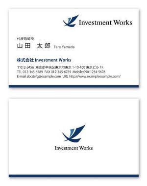 SAYU-design (sa-yu)さんの投資運用会社「Investment Works」の名刺制作への提案