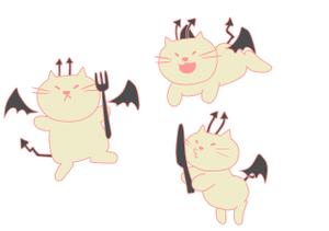 ねるこ (7nimarin)さんの小悪魔+ねこの食器用イラストへの提案