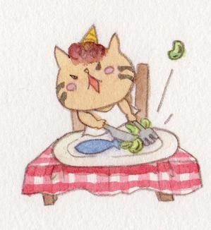 絵描きマミコ ()さんの鬼+ねこの食器用イラストへの提案