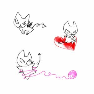 mayu_uyamさんの小悪魔+ねこの食器用イラストへの提案