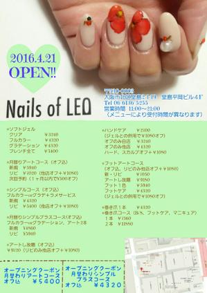 Alis 有川 (tycarikawa)さんの大阪西梅田のネイルサロン『Nails of LEO』のチラシへの提案