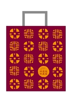 Hagemin (24tara)さんの可愛い【和】の包装紙と手提げ袋のデザイン。麻布かりんと様の様な、可愛らしい京都の舞妓さんが持つ感じへの提案