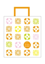 Hagemin (24tara)さんの可愛い【和】の包装紙と手提げ袋のデザイン。麻布かりんと様の様な、可愛らしい京都の舞妓さんが持つ感じへの提案