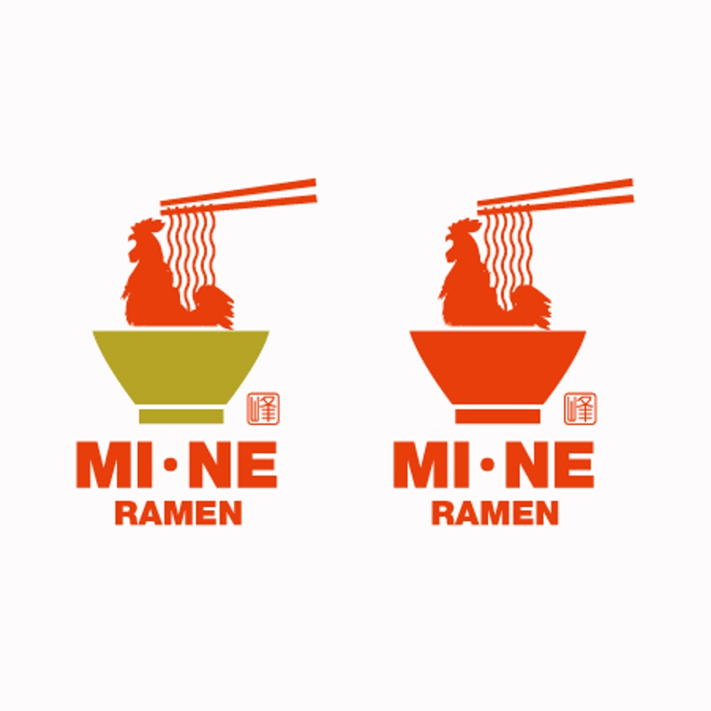 海外で展開するラーメン屋「MINE峰」のロゴ