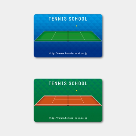 h_t (hide_toku)さんのテニススクールメンバカード（表面）でテニスをイメージしたイラストと文字と背景への提案