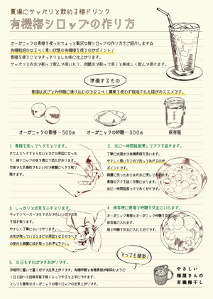 とこくま (tokokuma)さんのＥＣで販売する生梅のレシピ集（梅干し・梅酒・梅シロップ）を作成してほしいへの提案