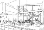 建築パース・イラスト・3DCG制作 (3DCG)さんの手書きの室内ラフスケッチへの提案