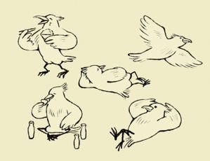ミト (tottoco8)さんの鳥獣戯画風の白いカラスのキャラクターデザインへの提案