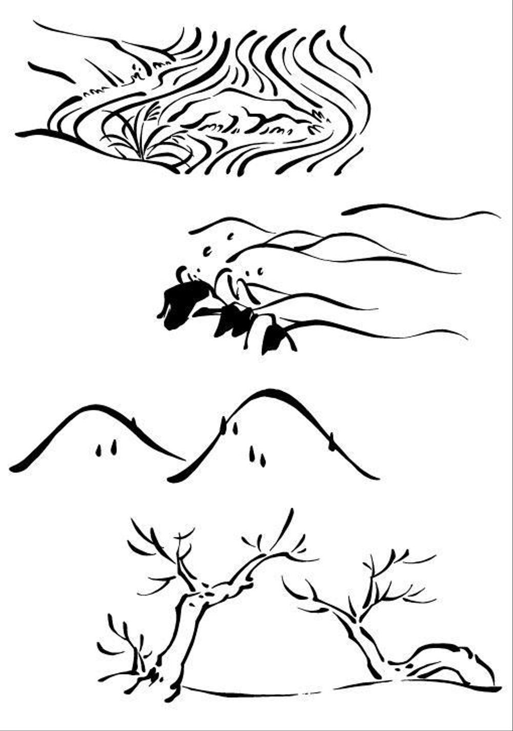 鳥獣戯画風の白いカラスのキャラクターデザイン