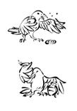 鳥獣戯画風　白烏(食・飲).jpg