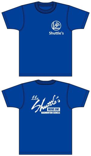 田口 (TAGUCHI)さんの大学のバドミントンサークル「Shuttle's」のTシャツデザインへの提案