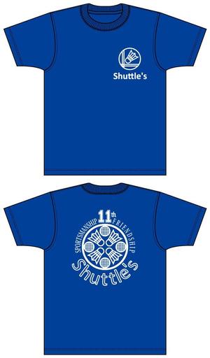 田口 (TAGUCHI)さんの大学のバドミントンサークル「Shuttle's」のTシャツデザインへの提案