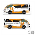 modemodeoさんのハイエースの側面に　当社名とグラフィックデザインへの提案
