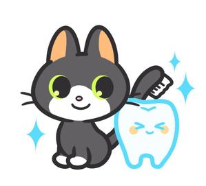 福留 和 (nono1211)さんの尻尾が歯ブラシになっている黒猫　が歯を磨いてくれているイメージ（グレー系の猫でも可）への提案