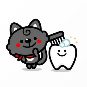 Jelly (Jelly)さんの尻尾が歯ブラシになっている黒猫　が歯を磨いてくれているイメージ（グレー系の猫でも可）への提案