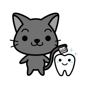 perles de verre (perles_de_verre)さんの尻尾が歯ブラシになっている黒猫　が歯を磨いてくれているイメージ（グレー系の猫でも可）への提案