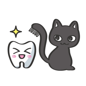 azuki ()さんの尻尾が歯ブラシになっている黒猫　が歯を磨いてくれているイメージ（グレー系の猫でも可）への提案