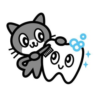 chibiyomo (chibiyomo)さんの尻尾が歯ブラシになっている黒猫　が歯を磨いてくれているイメージ（グレー系の猫でも可）への提案