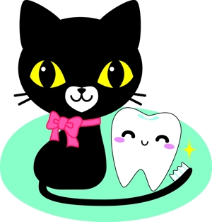 Ｎ．Ｍ． (jnyi725)さんの尻尾が歯ブラシになっている黒猫　が歯を磨いてくれているイメージ（グレー系の猫でも可）への提案