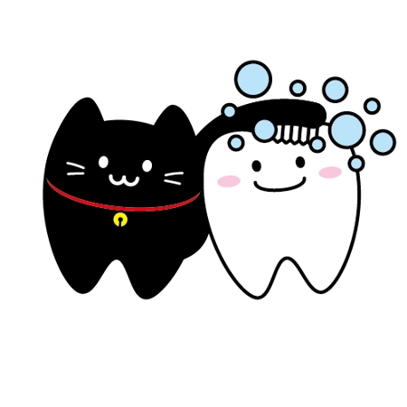 さかがわまな (sakagawamana)さんの尻尾が歯ブラシになっている黒猫　が歯を磨いてくれているイメージ（グレー系の猫でも可）への提案
