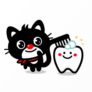 Jelly (Jelly)さんの尻尾が歯ブラシになっている黒猫　が歯を磨いてくれているイメージ（グレー系の猫でも可）への提案