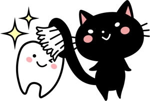 ykrwさんの尻尾が歯ブラシになっている黒猫　が歯を磨いてくれているイメージ（グレー系の猫でも可）への提案