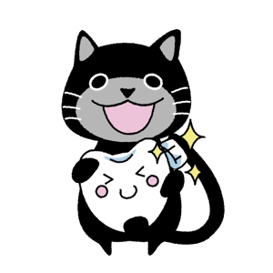 ayoooonaさんの尻尾が歯ブラシになっている黒猫　が歯を磨いてくれているイメージ（グレー系の猫でも可）への提案