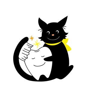 ゆん (cocoiro3)さんの尻尾が歯ブラシになっている黒猫　が歯を磨いてくれているイメージ（グレー系の猫でも可）への提案