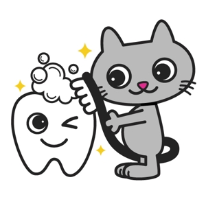ゆ～もあ (shimiyang)さんの尻尾が歯ブラシになっている黒猫　が歯を磨いてくれているイメージ（グレー系の猫でも可）への提案