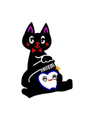 miia (miia)さんの尻尾が歯ブラシになっている黒猫　が歯を磨いてくれているイメージ（グレー系の猫でも可）への提案