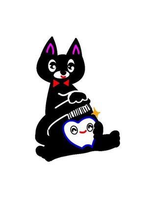 miia (miia)さんの尻尾が歯ブラシになっている黒猫　が歯を磨いてくれているイメージ（グレー系の猫でも可）への提案