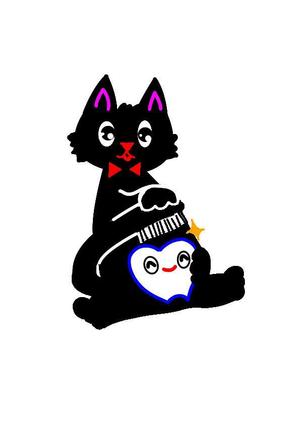 miia (miia)さんの尻尾が歯ブラシになっている黒猫　が歯を磨いてくれているイメージ（グレー系の猫でも可）への提案