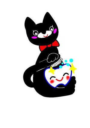 miia (miia)さんの尻尾が歯ブラシになっている黒猫　が歯を磨いてくれているイメージ（グレー系の猫でも可）への提案