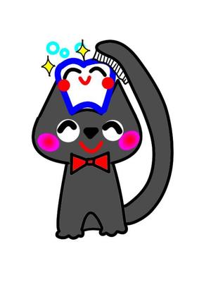 miia (miia)さんの尻尾が歯ブラシになっている黒猫　が歯を磨いてくれているイメージ（グレー系の猫でも可）への提案