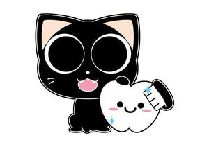 Chapati (tyapa)さんの尻尾が歯ブラシになっている黒猫　が歯を磨いてくれているイメージ（グレー系の猫でも可）への提案