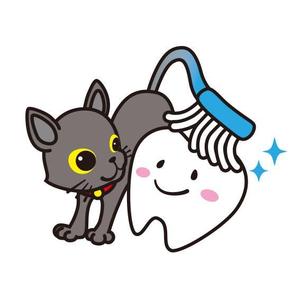 ryozworld (ryozworld)さんの尻尾が歯ブラシになっている黒猫　が歯を磨いてくれているイメージ（グレー系の猫でも可）への提案