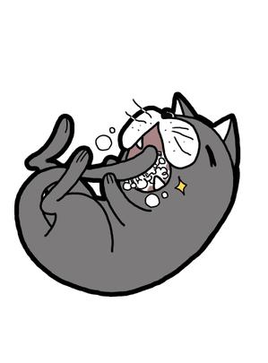animal fish ()さんの尻尾が歯ブラシになっている黒猫　が歯を磨いてくれているイメージ（グレー系の猫でも可）への提案