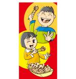 nekofuさんの子供達がたこ焼きを笑顔で食べているイラストへの提案
