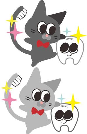 川島まこと (simamamama571)さんの尻尾が歯ブラシになっている黒猫　が歯を磨いてくれているイメージ（グレー系の猫でも可）への提案