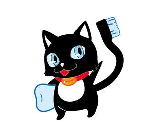ももたろ (momorarosan)さんの尻尾が歯ブラシになっている黒猫　が歯を磨いてくれているイメージ（グレー系の猫でも可）への提案